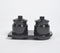 Pottery Ceramic Black Tray & 2 Jars with Lids