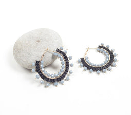 Raffia Wrapped & Gold-Toned Iron Hoop Earrings