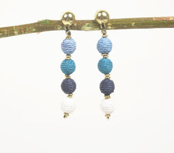 Raffia-Wrapped Brass Drop Earrings