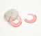 Raffia-Wrapped Iron Coral C-Hoop Earrings