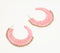Raffia-Wrapped Iron Coral C-Hoop Earrings