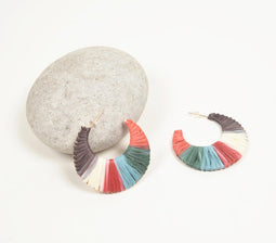 Raffia-Wrapped C-Hoop Earrings
