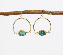 Recycled Brass & Druzy Dangle Earrings
