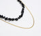 Recycled Brass & Black Gemstone-Chips Layered Necklace