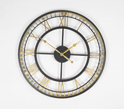 Roman Metal Skeleton Analog Round Wall Clock