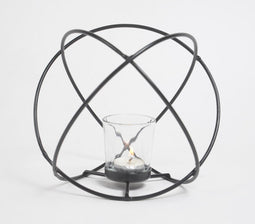 Rolling Globe Aluminum Black Tealight Holder