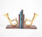Saxophone Bookends with Wooden Base (Pair)