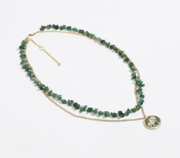 Recycled Brass & Gemstone-Chips Layered Necklace