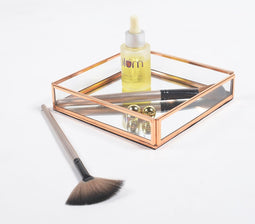 Rose-Gold Stainless Steel & Glass Vanity Tray