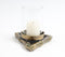 Sand Cast Aluminium Antique Triangular Candle Holder with Glass