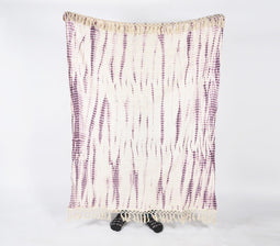 Shibori Tie-and-Dye Mauve Cotton Throw with Tassels