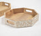 Sandy beaded Mango Wood Hexagonal Trays (set of 2)
