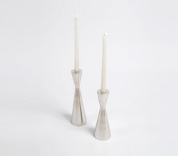 Sleek Aluminium Candle Holders (Set of 2)