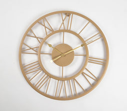 Sleek Golden Roman Analog Wall Clock