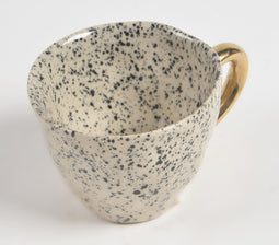 Speckled Clay Tea Cup with Golden Handle