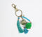 Teal Beaded & Tasseled Pom-Pom Keychain