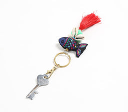 Tassel & Seashell Accented Fish Keychain