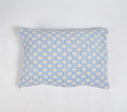 Trellis Patterned Powder Blue Lumbar Cushion Cover