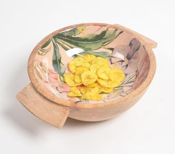 Tropical Enameled & Turned Wooden Salad Bowl