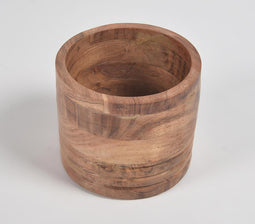 Turned Light Burnt Finish Wooden Jar