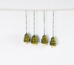 Turned Wood Christmas tree ornaments (Set of 4)