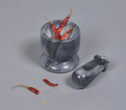 Turned Grey Marble Mortar & Pestel Set