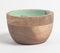 Tropical Leaves Mint Enameled & Turned Mango Wood Bowl