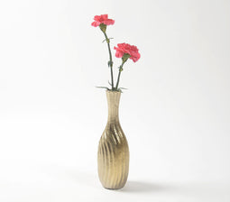 Vintage Aluminium Wavy Vase with Golden Finish
