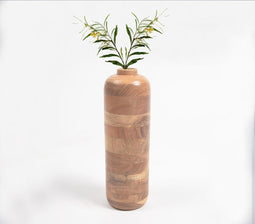 Turned Acacia Wood Sleek Flower Vase