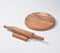 Wood Turned Acacia Wood Rolling Pin & Board With Stand