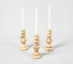 Vintage Turned Wooden Candle Holders (Set of 3)