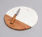 White Marble & Mango Wood Colorblock Round Chopping Board