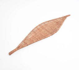 Woven Brown Boat-Shaped Wicker Platter