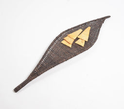 Woven Black Boat-Shaped Wicker Platter