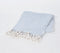 Yarn-Dyed Cotton Powder Blue Chevron Tasseled Throw