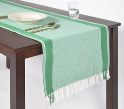 Yarn-Dyed Solid Tasseled Table Runner