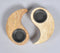 Yin-Yang natural mango wood Tea Light Holders (Set of 2)