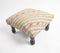 Upholstered & Embroidered Cotton & Wood Stool