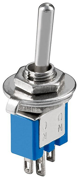 Goobay toggle switch subminiature, 1x UM, 3 pins, blue housing - ideal for DIY or model making