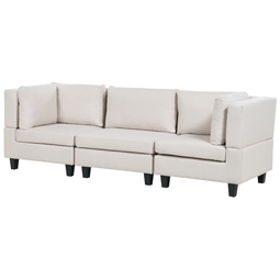 Beliani UNSTAD - Driezitsbank - Beige - Polyester