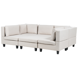 Beliani UNSTAD - Moduliare bank met ottomaan - Beige - 5-zits - Polyester