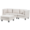 Beliani UNSTAD - Driezitsbank met ottomaan - Beige - Polyester