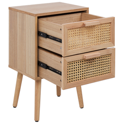 Beliani BUTTE - Nachtkastje - Lichthout - Rotan
