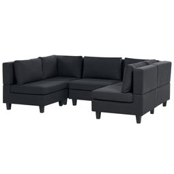 Beliani UNSTAD - Modulaire bank - Zwart - 5-zits - Polyester