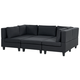 Beliani UNSTAD - Moduliare bank met ottomaan - Zwart - 5-zits - Polyester