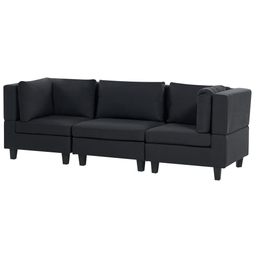 Beliani UNSTAD - Driezitsbank - Zwart - Polyester
