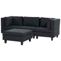Beliani UNSTAD - Driezitsbank met ottomaan - Zwart - Polyester