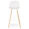 Alterego Tatsu - White Bar Stool - Natural Wooden Legs - 49x49x99cm