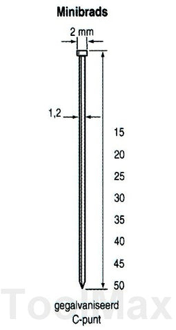 Dutack 1.2mm minibrads | 45mm | 5000 stuks - 5134034