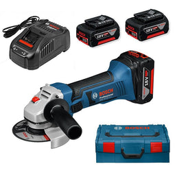 Bosch Blauw GWS 18-125 V-Li accu haakse slijper | 18v 5.0Ah Li-Ion | in L-BOXX + 3e accu -